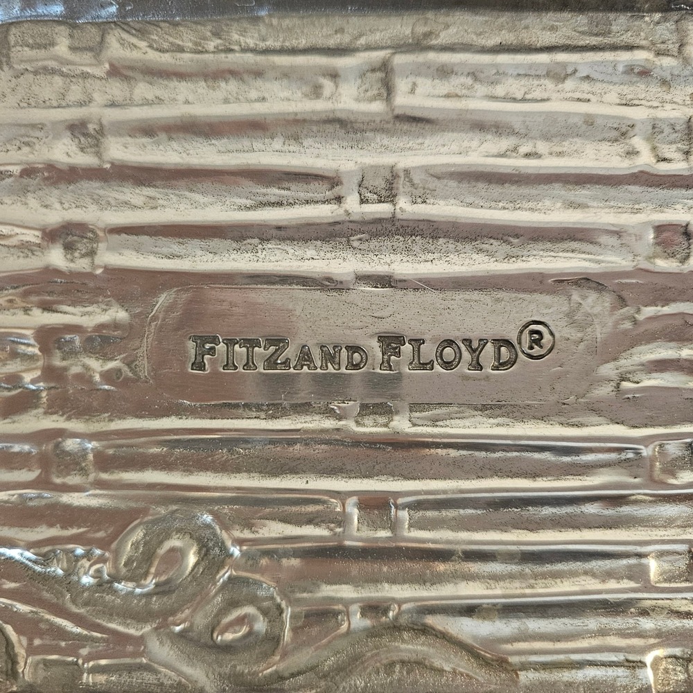 Fitz and Floyd Cast Aluminum Fruit Basketweave Oval Serving Tray with Handles - Picture 7 of 7